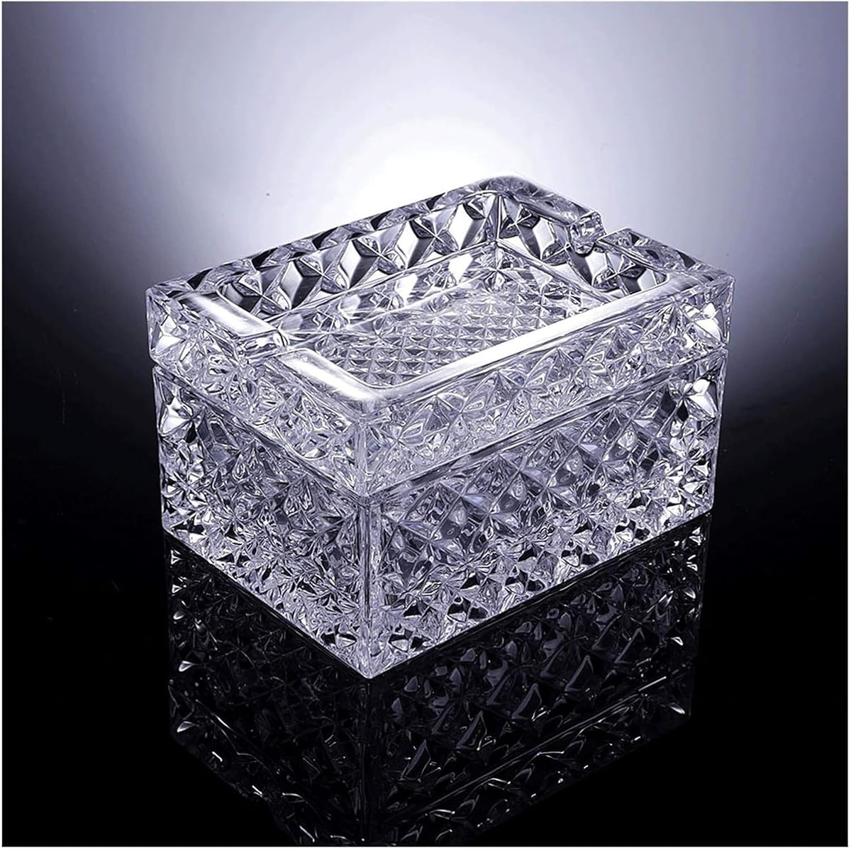 Ashtrays Fashion Crystal Ashtray Multi-function with Cover Dual-use Ashtray Household Living Room Coffee Table ash Tray(Clear)
