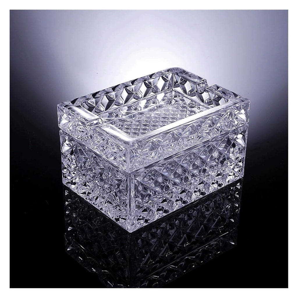 Ashtrays Fashion Crystal Ashtray Multi-function with Cover Dual-use Ashtray Household Living Room Coffee Table ash Tray(Clear)