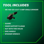 Metabo HPT Corded Angle Grinder 4.5/5 In, 11 AMP, WE 1100-125, 646614420