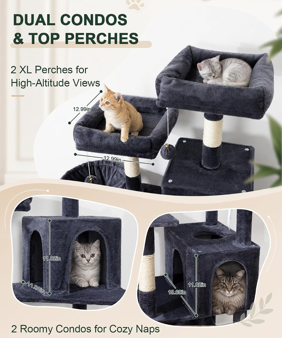 AMHANCIBLE Cat Tree Tower, 70 Inch Heavy Duty Cat Tree for Large Cats