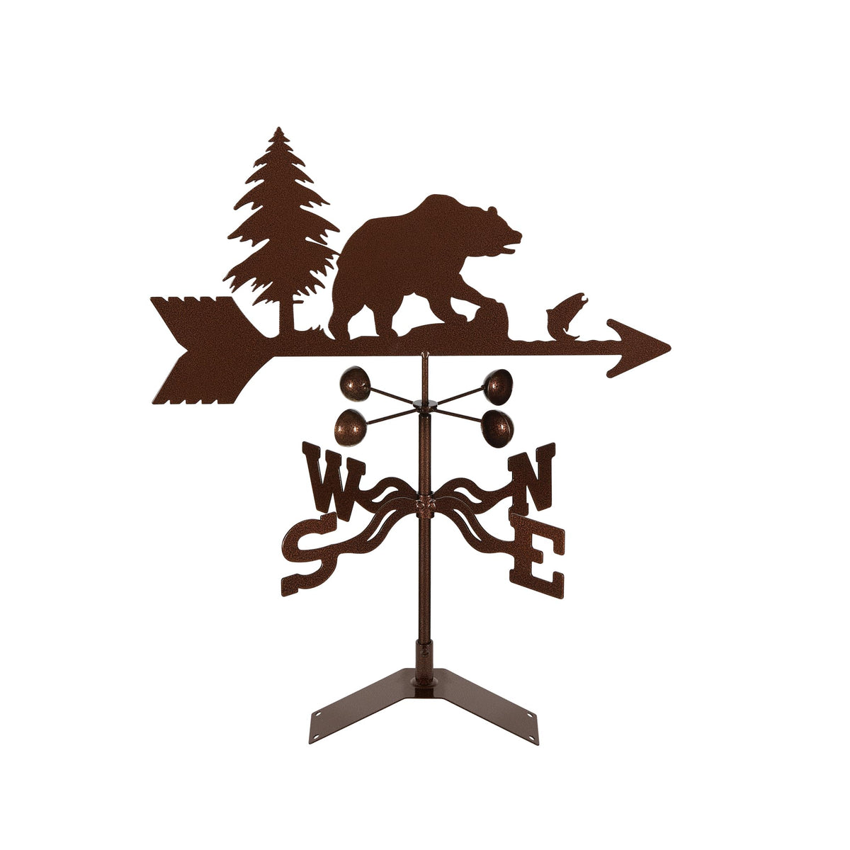 EZ Vane Steel Bear Weathervane with Wind Cups — Deck Mount