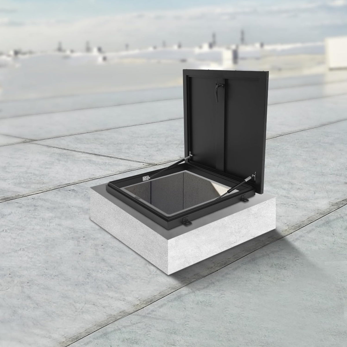 Roof Hatch, Aluminum Alloy Roof Access Hatch with Switch-Type Handle, 23.6 * 23.6 Inches Roof Security Door for Residential Buildings, Commercial Buildings, Industrial Plants(Black)