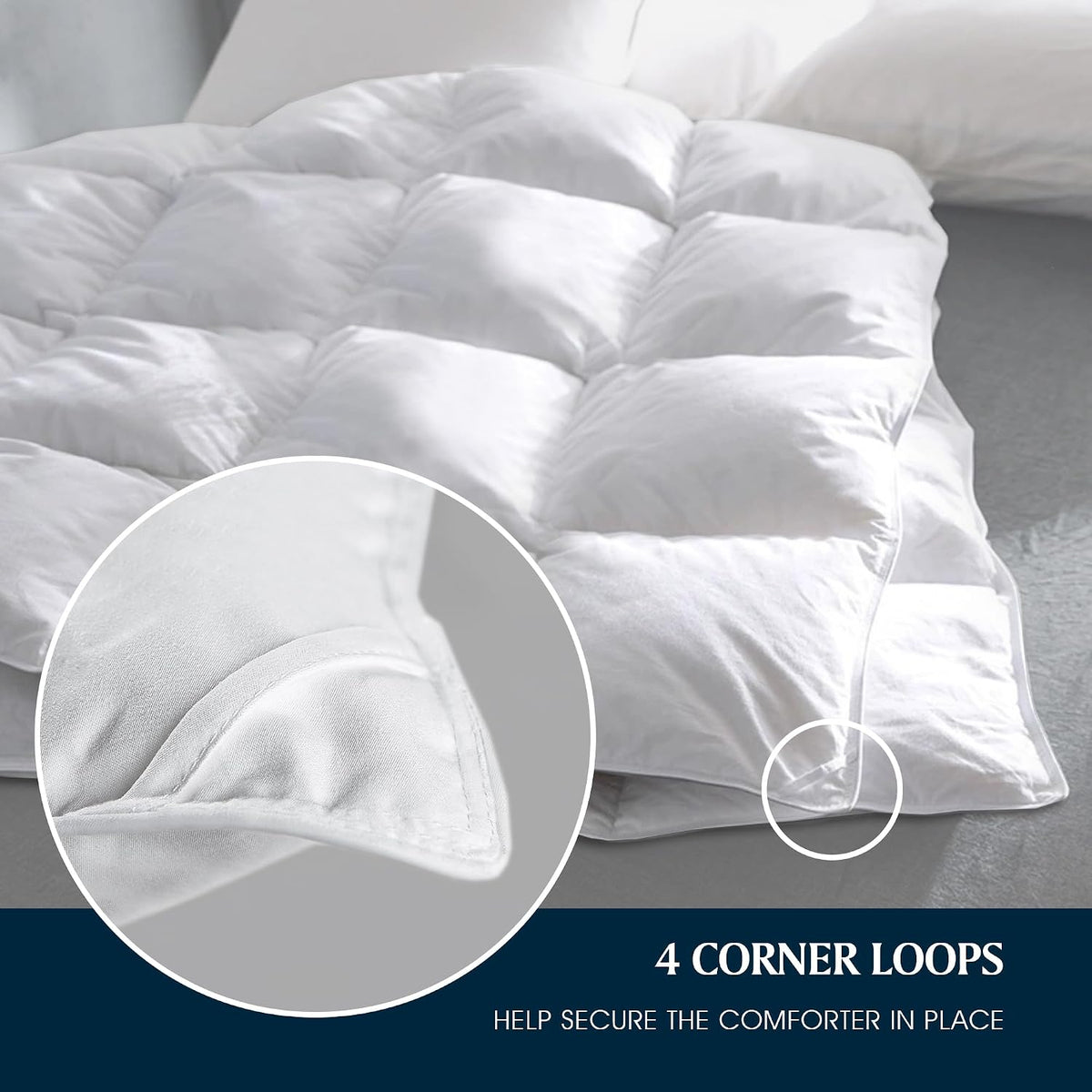 Serta Goose Feather Down Fiber Comforter King Size - 100% Cotton Cover Duvet Insert - Hotel Luxury Hypoallergenic Bedding Comforter Light Warmth 106 x 90 Inch White