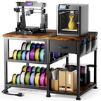3D Printer Stand with Filament Storage Rack, Heavy Duty 3D Printer Table with Power Outlet, 4-Tier Filament Holder with Drawer, 3D Printer Filament Stand Organized for Office Workshop Studio