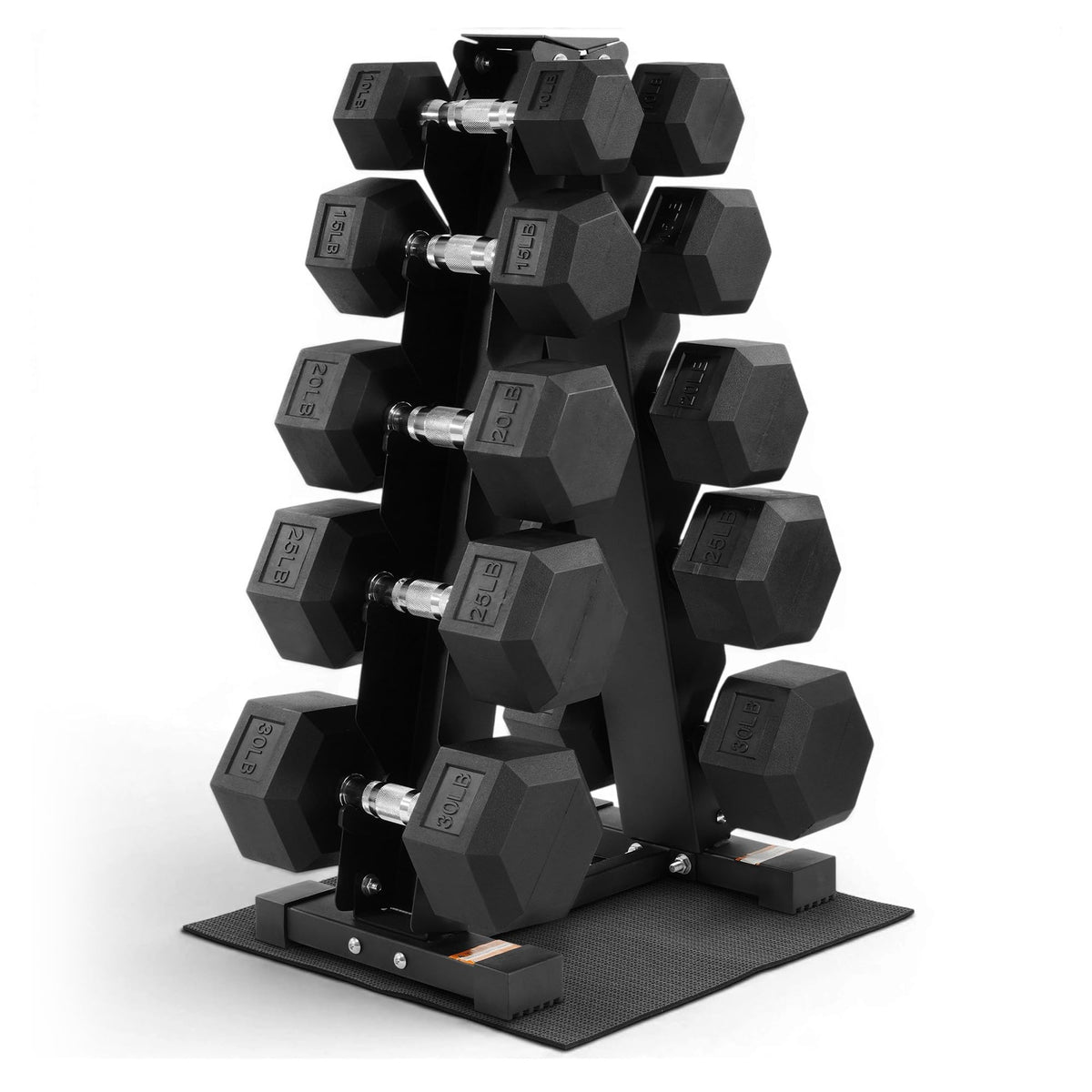 BalanceFrom Rubber Coated Hex Dumbbell Weight Set with Storage Rack, 100LB or 150LB or 200LB Set, 5-20 lbs or 5-25 lbs or 10-30 lbs Pairs