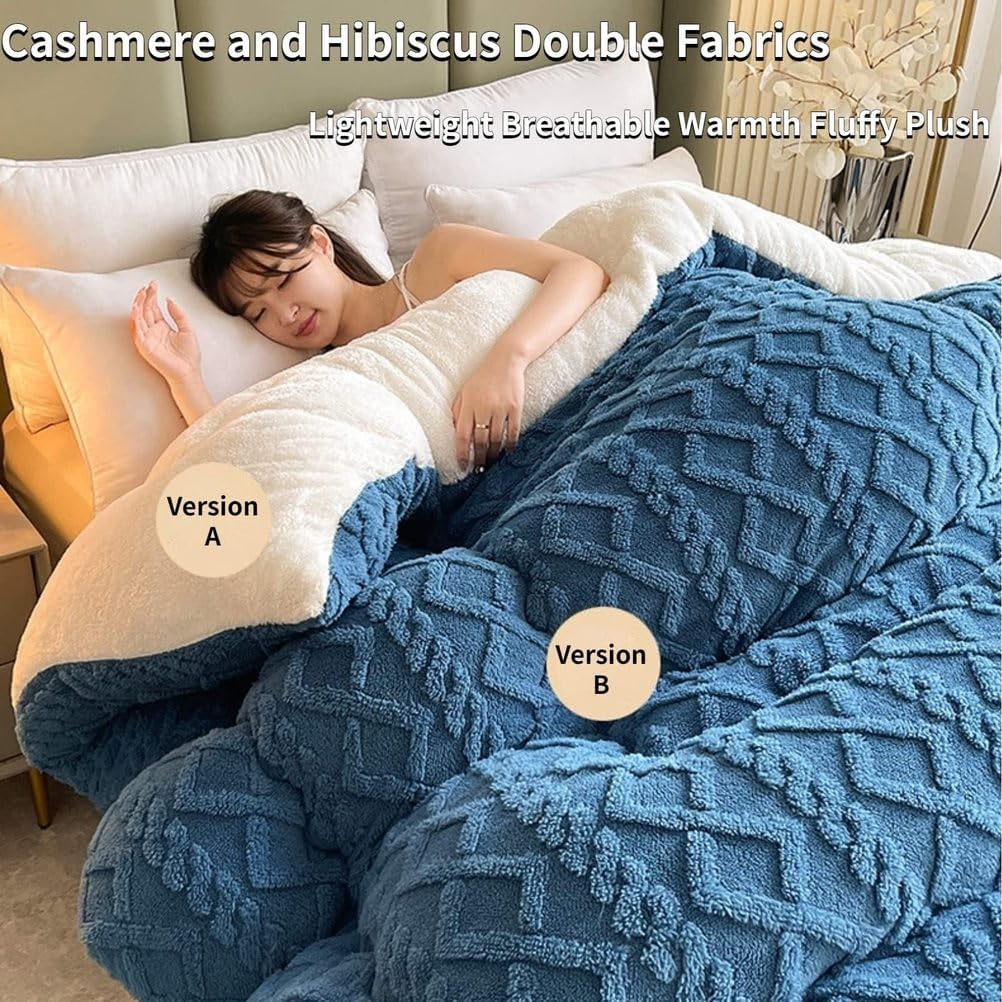 Breathable Warmth Fluffy Plush Double Sided Velvet Blanket,Thickened Super Soft Insulation Hibiscus Winter Quilt, Hibiscus Double Fabrics, for Cold Weather,Pink,180x220cm/4.5kg