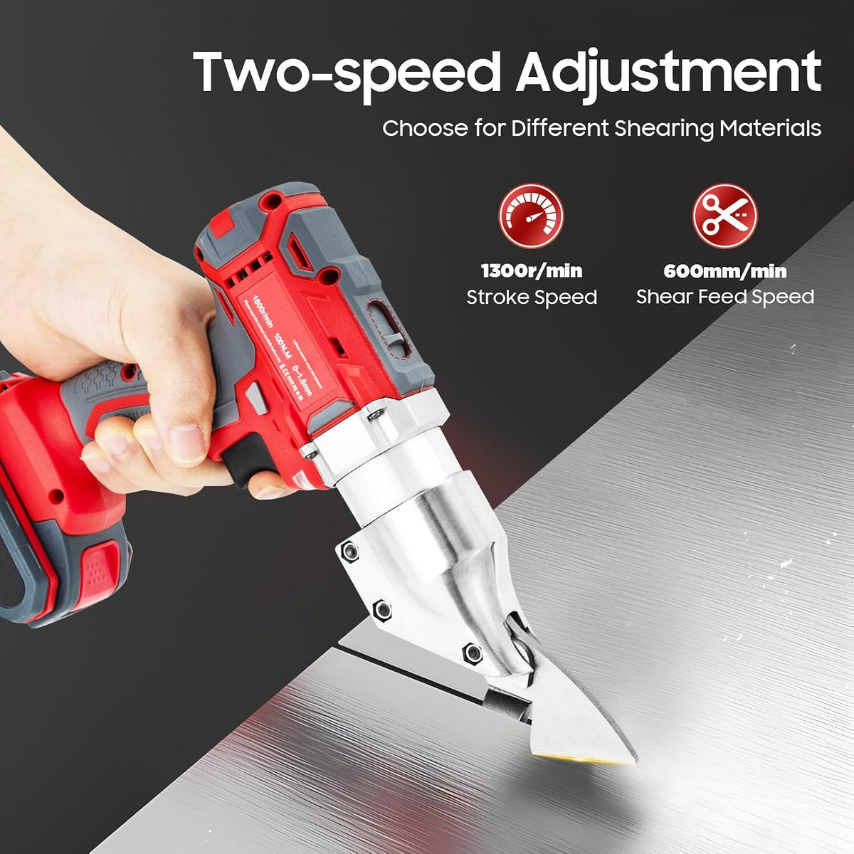 21V Sheet Metal Cutter Scissor Electric Metal Shear Heavy Duty Tin Snips Cutting Tool Cordless Drill Attachment for Cutting Iron Stainless Cardboard Aluminum