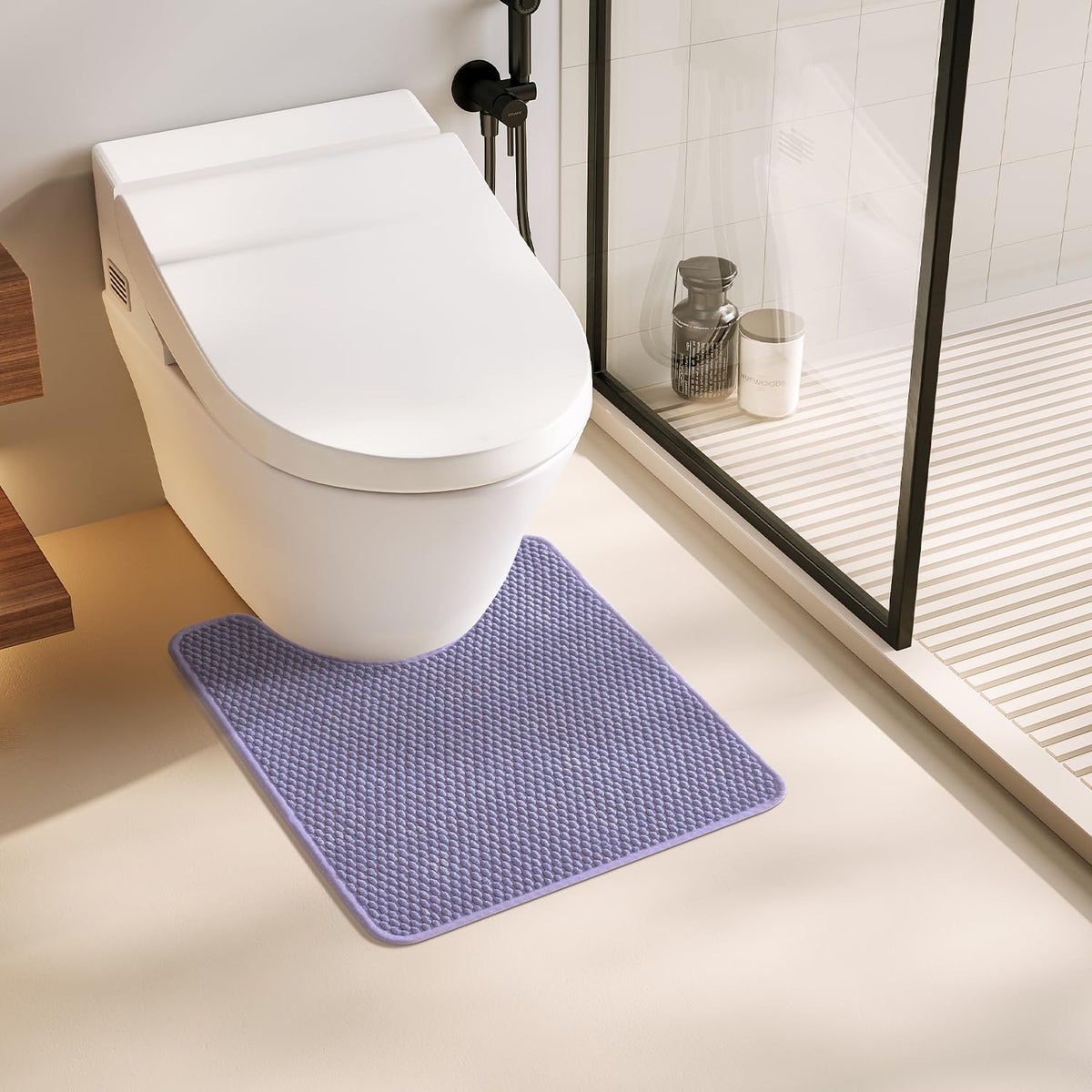 TYUU Bathroom Runner Rugs, Long Bath Mat Runner Washable Thin Quick Dry Low Pile Bathroom Runner Rugs Non Slip, Beige 24"x70"