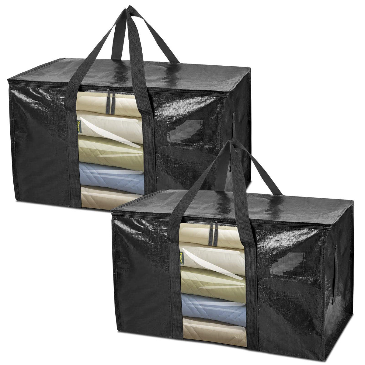 BALEINE 16-Pack Oversized Moving Bags with Reinforced Handles, Heavy-Duty Storage Tote for Clothes, Moving Supplies (Clear, 16-Pack)