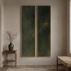 Large Framed Beige Cream Abstract Vertical Wall Art for Hallway, 2 Piece