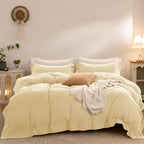 Duvet Cover Set Washed Cotton Embroidered Hem King 3‑Pcs