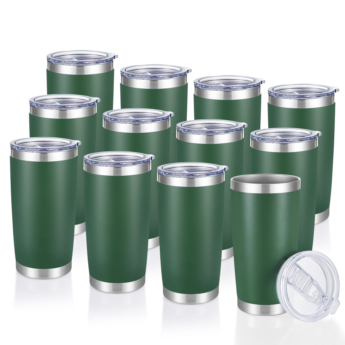 20 oz Tumblers Bulk Stainless Steel Tumbler with Lid, 12 Pack