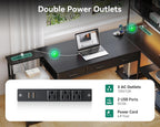 AODK 79 inch L Shaped Desk with 5 Drawers, LED Light & 2 Power Outlets
