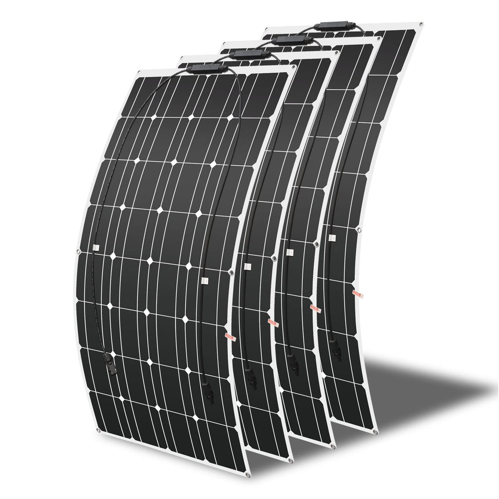 200W 12V (2pcs 100W) Flexible Monocrystalline Solar Panel with Solar Cable Waterproof Photovoltaic Module for Non-Flat Surface