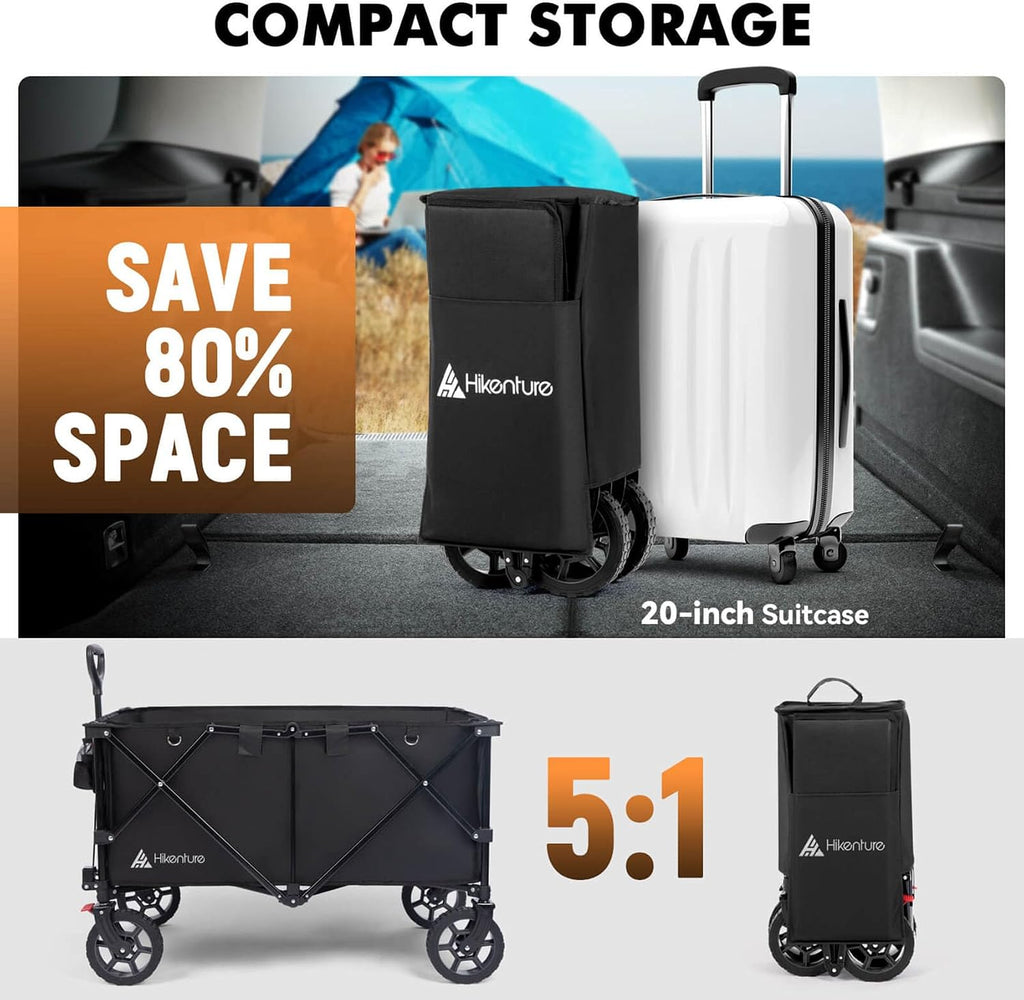 Hikenture Wagons Carts Foldable 330LBS, Heavy Duty Collapsible Wagon