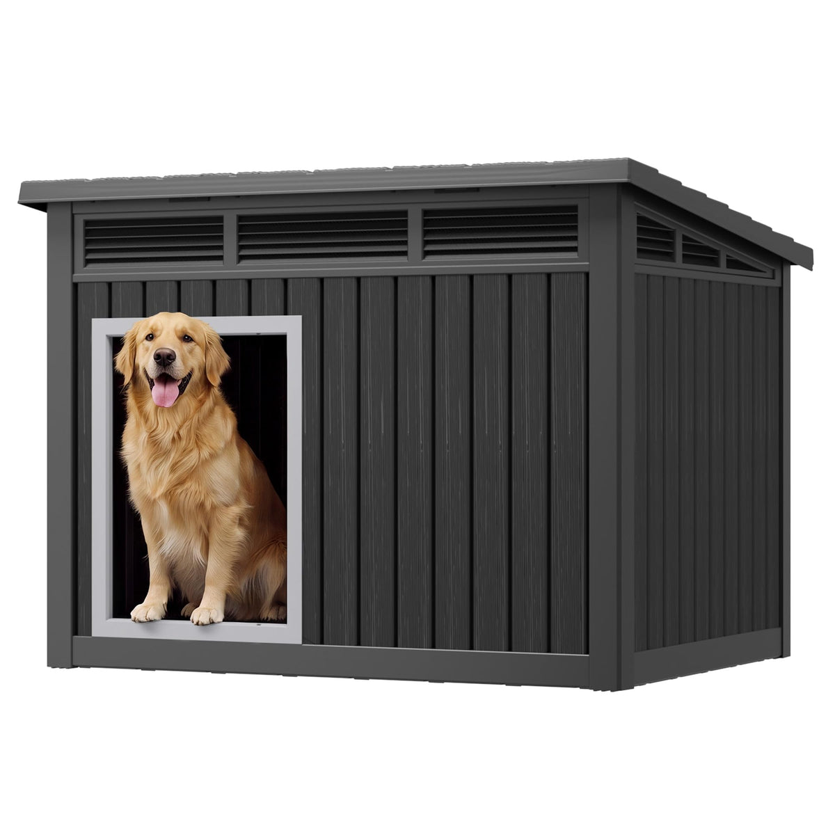 Fancyango Large Dog House with Weatherproof Roof for Indoor & Outdoor Use - Big Dog House for Large Medium Dogs(42.8" L x 33" W x 31.5" H) Grey