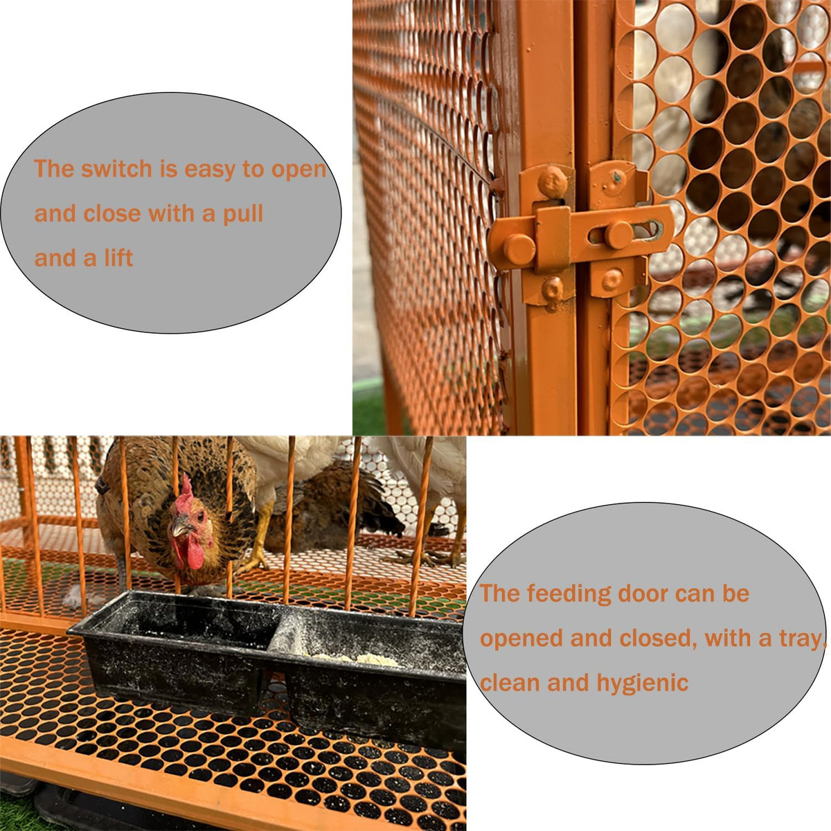 Large Chicken Coop Rabbit Hutch Outdoor Yard Poultry Cage and Run Hen Duck Coop with Removable Tray for Various Pets(Size:39.37x23.6x28.7in)