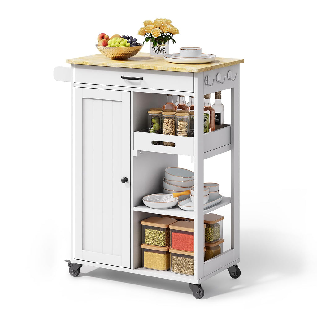Gizoon Kitchen Island Cart with 27.6''W Solid Wood Top