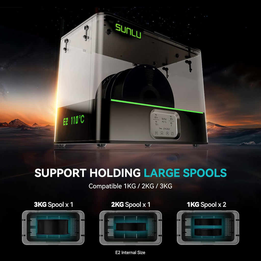 SUNLU E2 3D Printer Filament Dryer, Dry and Anneal 2-in-1