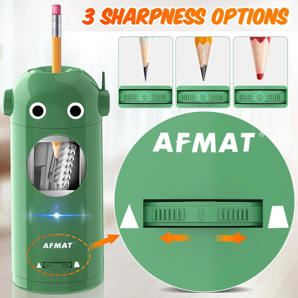 AFMAT Fully Automatic Robot Pencil Sharpener, 2 Pack (Green + Purple)