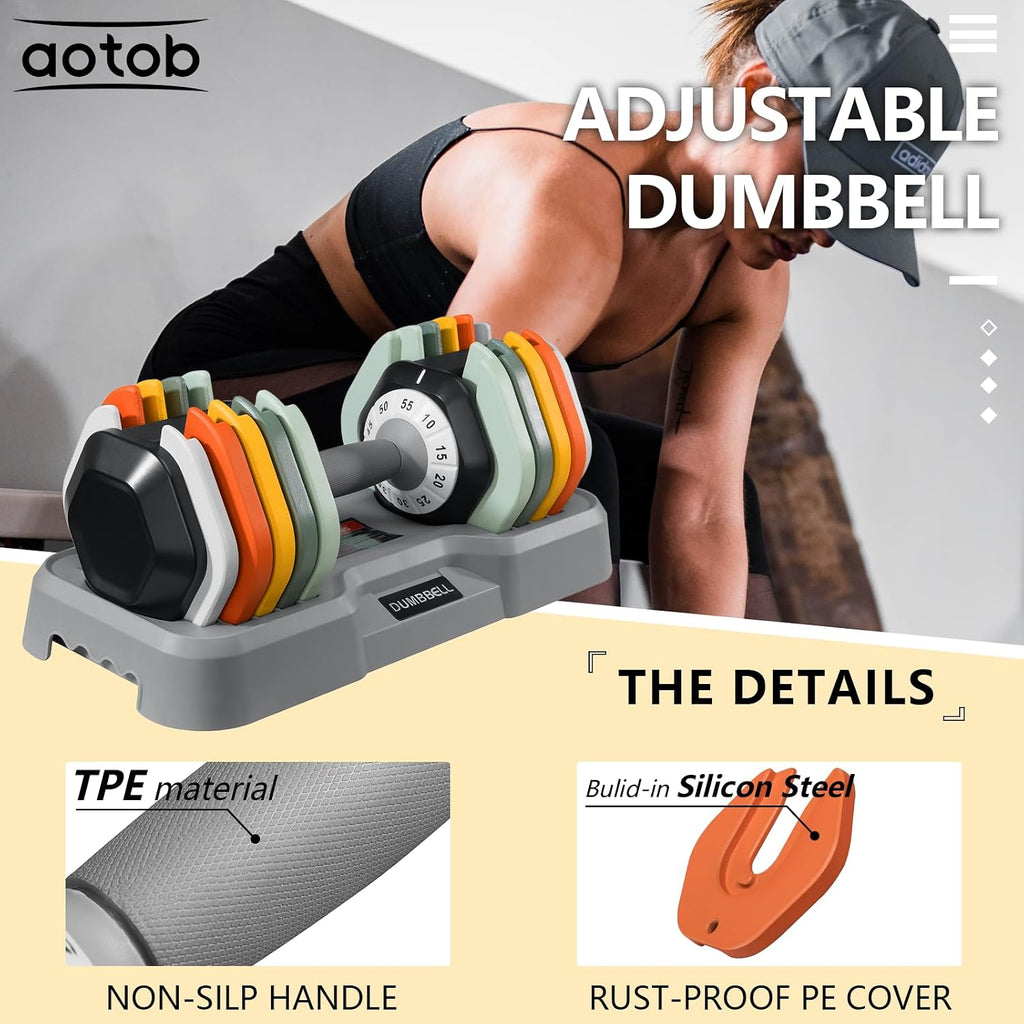 AOTOB Adjustable Dumbbell Set 25/55 Lbs (Pair)