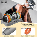 AOTOB Adjustable Dumbbell Set 25/55 Lbs (Pair)