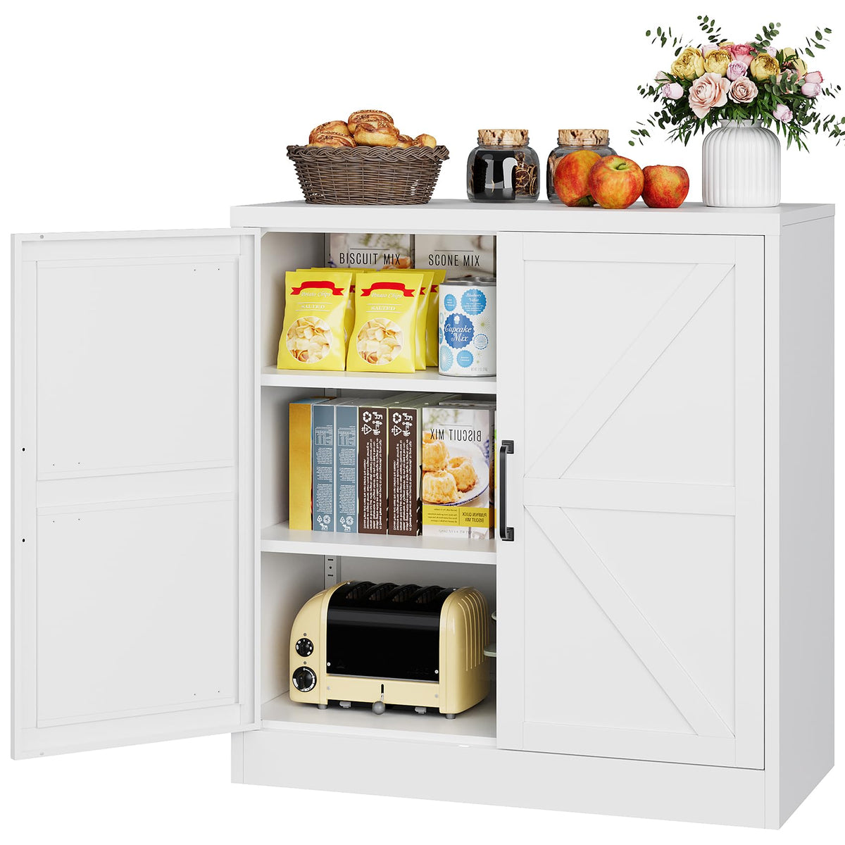 SISESOL 67" Tall Narrow Bathroom Storage Cabinet, 2 Door and 7 Shelves Slim Kitchen Pantry Cabinet, White Metal Bathroom Cabinets,Large Cupboard for Home,Kitchen,Laundry,Bathroom