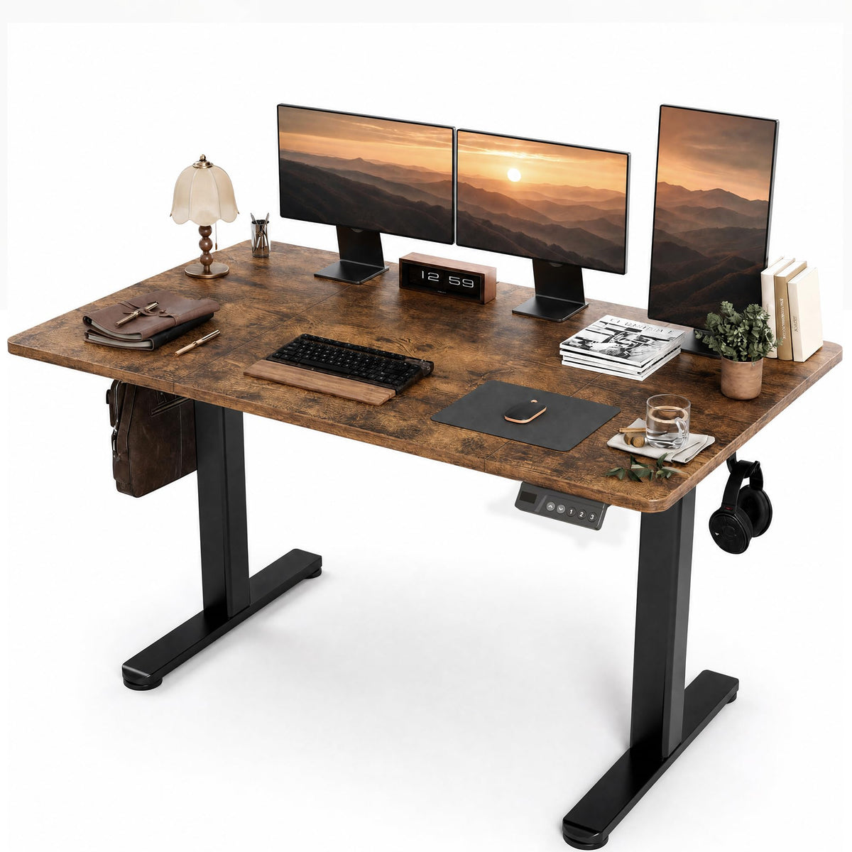 Claiks Electric Height Adjustable Standing Desk, 48x24 Inch, Nature