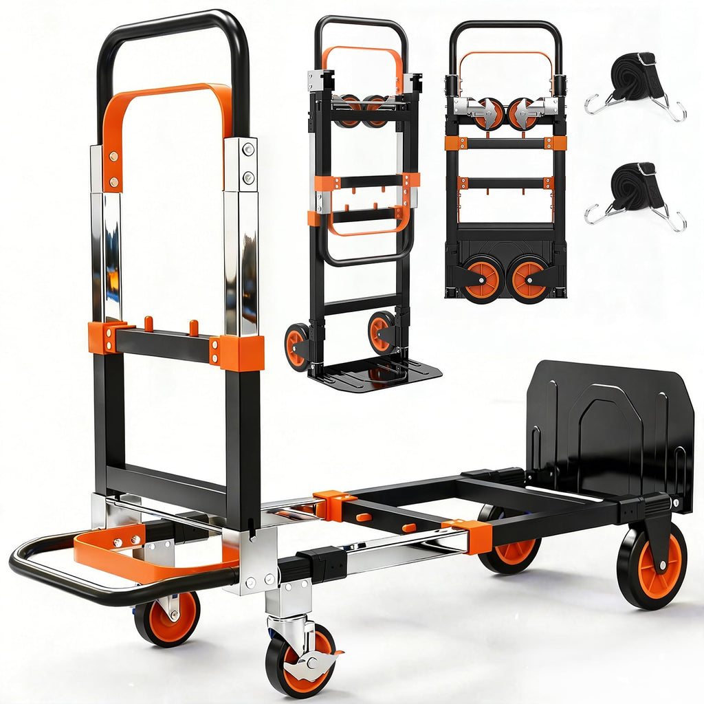 3-in-1 Folding Heavy Duty Hand Truck Dolly Cart Trolley with Wheels (Blue)