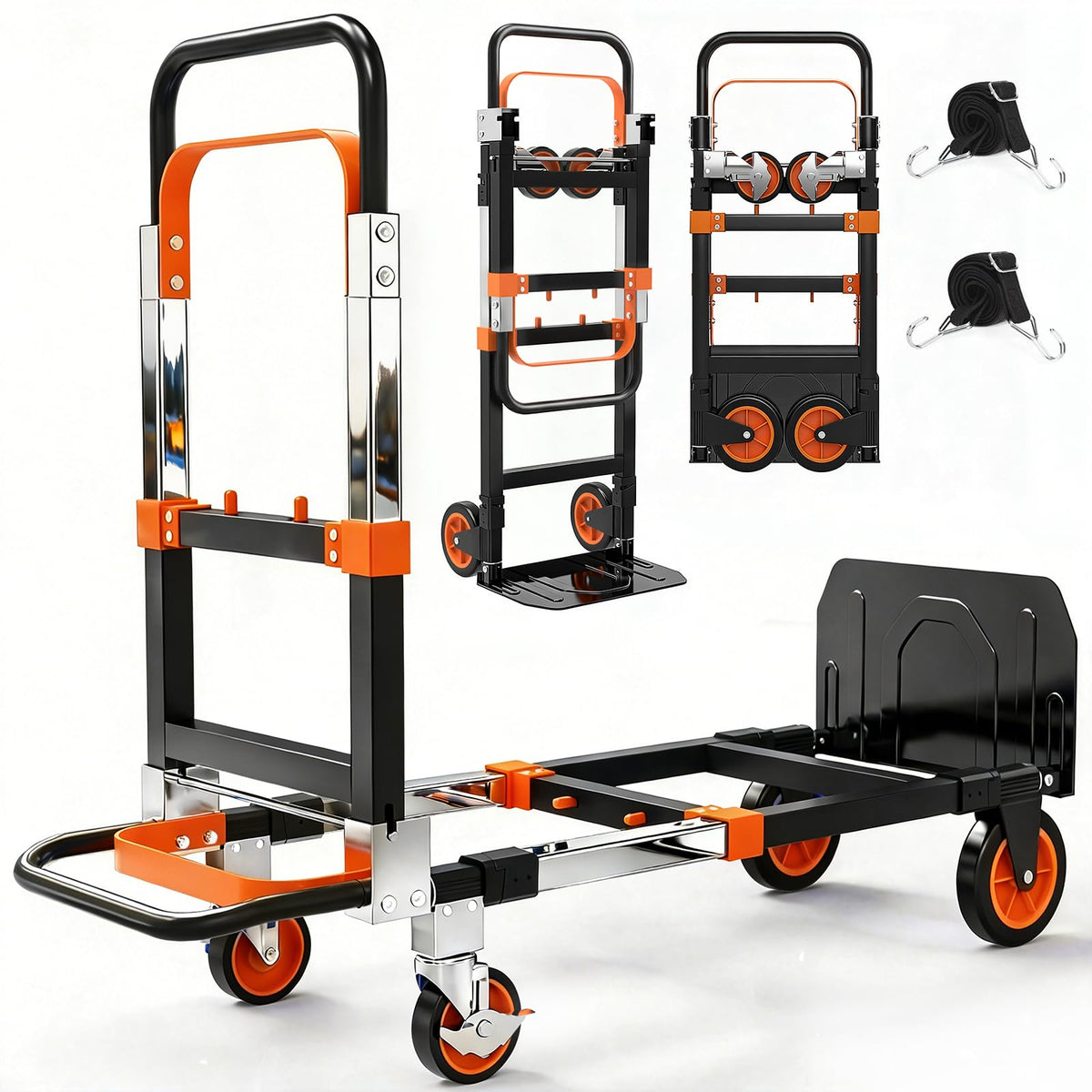 3-in-1 Folding Heavy Duty Hand Truck Dolly Cart Trolley with Wheels (Blue)