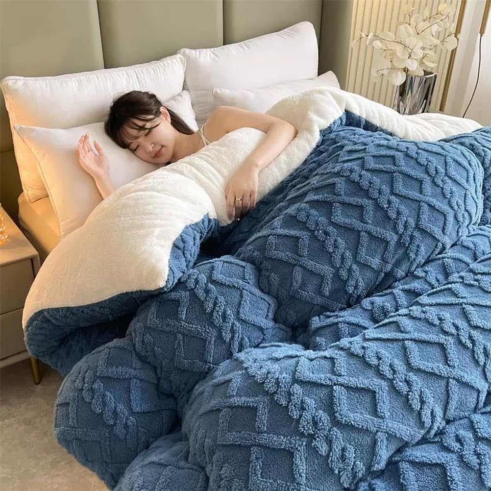 Breathable Warmth Fluffy Plush Double Sided Velvet Blanket,Thickened Super Soft Insulation Hibiscus Winter Quilt, Hibiscus Double Fabrics, for Cold Weather,Pink,180x220cm/4.5kg