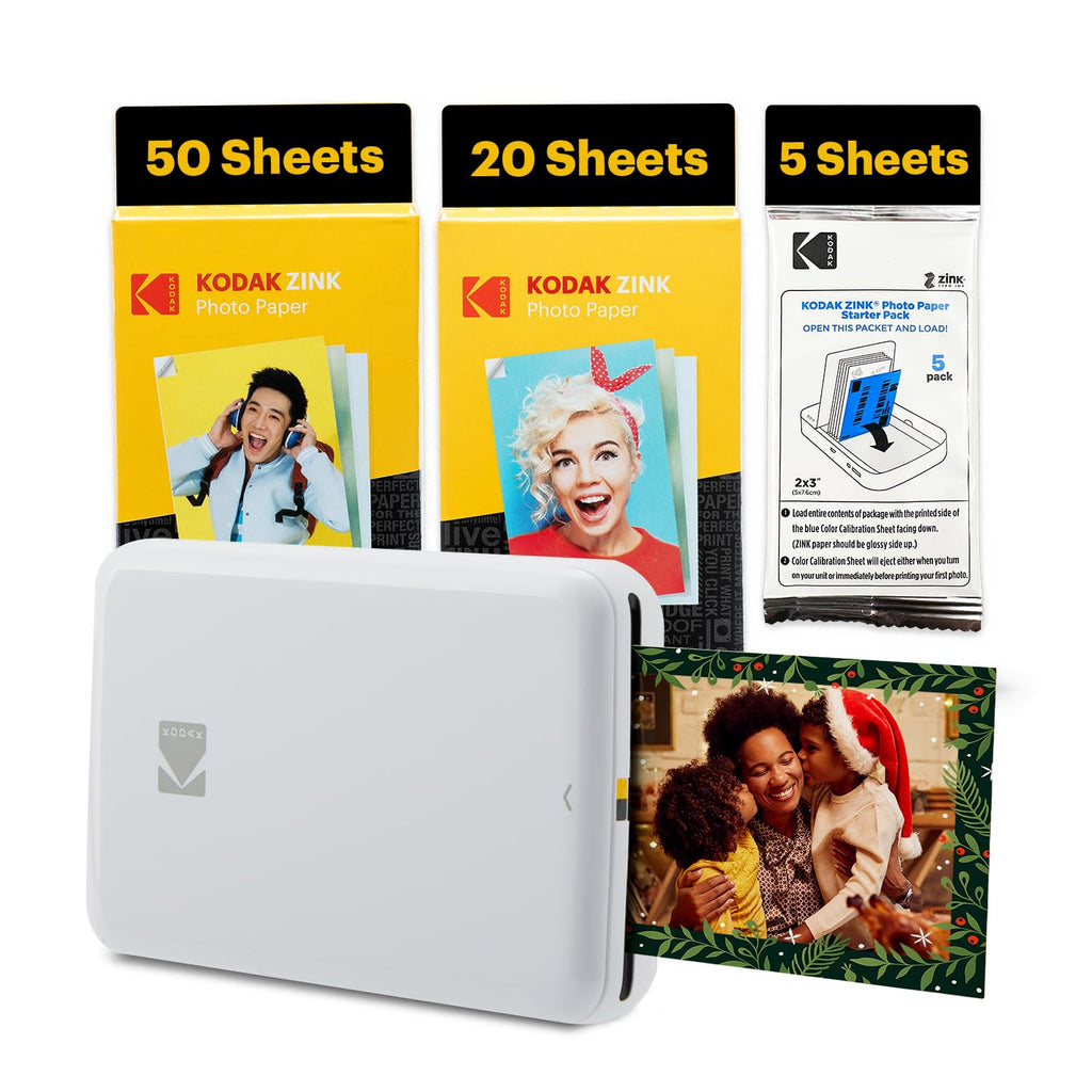 KODAK Step Printer Wireless Mobile Photo Printer with Zink Zero Ink Technology & Kodak App for iOS & Android (White) Gift Bundle
