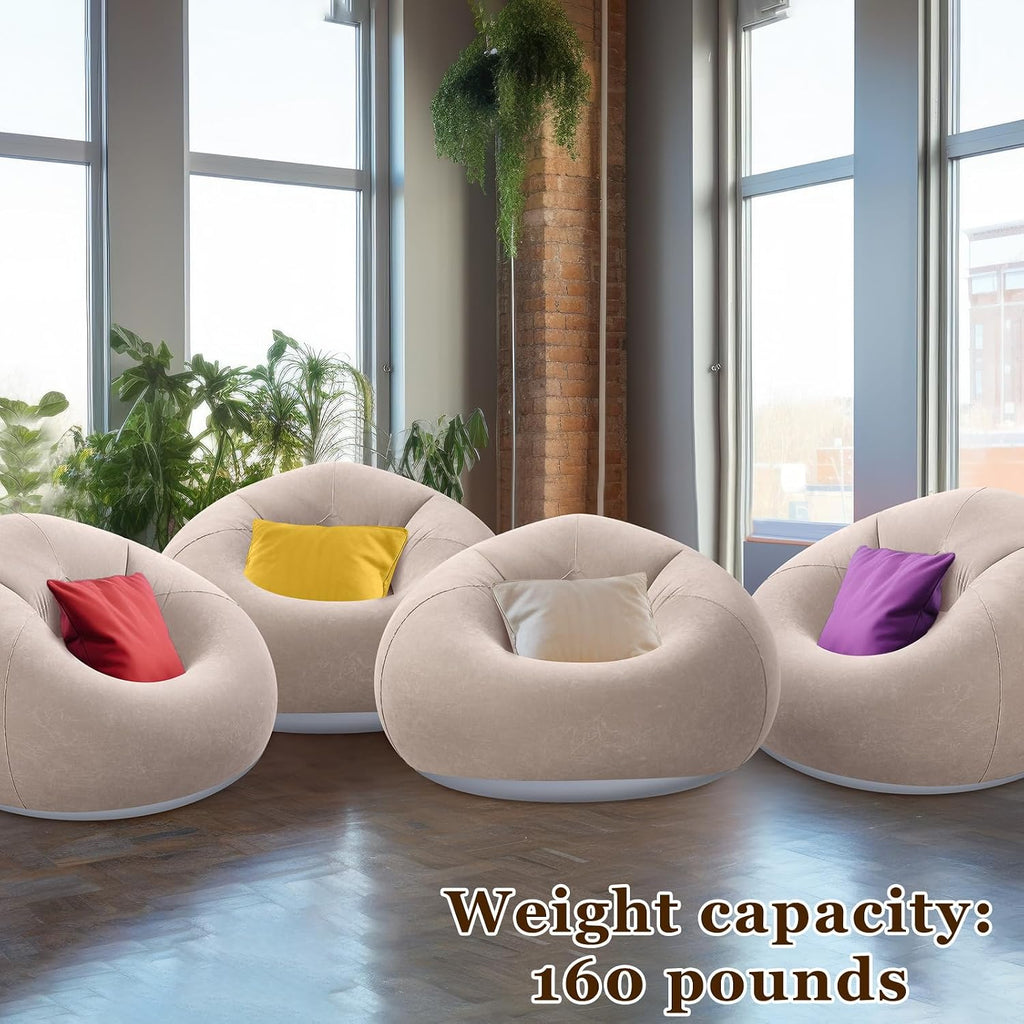 Realspring Inflatable Bean Bag Chairs,Coffee,4 Pcs