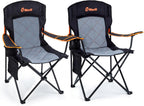 EMERIT 2-Pack Folding Camping Chair, Diamond-Quilted & Adjustable Armrest