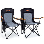 EMERIT 2-Pack Folding Camping Chair, Diamond-Quilted & Adjustable Armrest