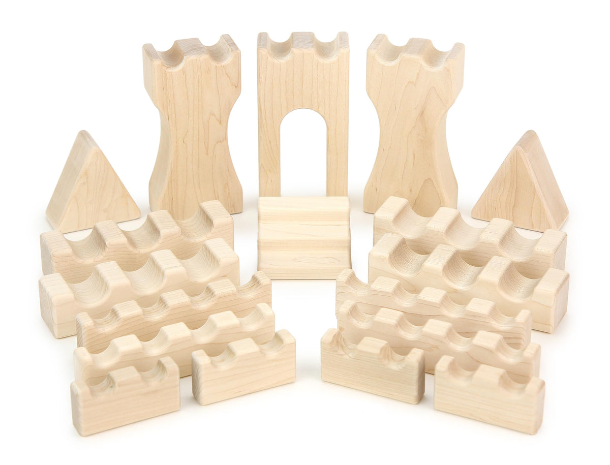 23 pc Toddler Chunky Hard Maple Wooden Block Set