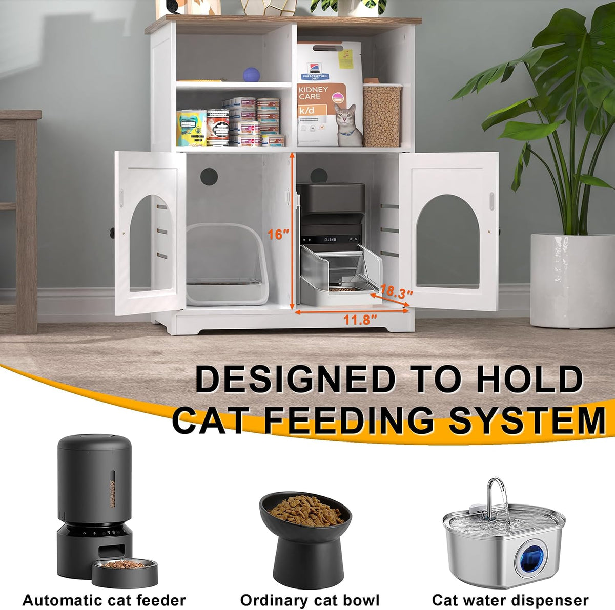 GDLF Cat Feeding Station for Microchip Feeder with Dog-Proof Design