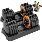 25/50lbs Adjustable Dumbbell Set of 2, 5-in-1 Free Weights Set