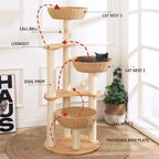 SHODMI 54" Modern Cat Tree Tower for Indoor Cats, Large & Multi-Cat Homes