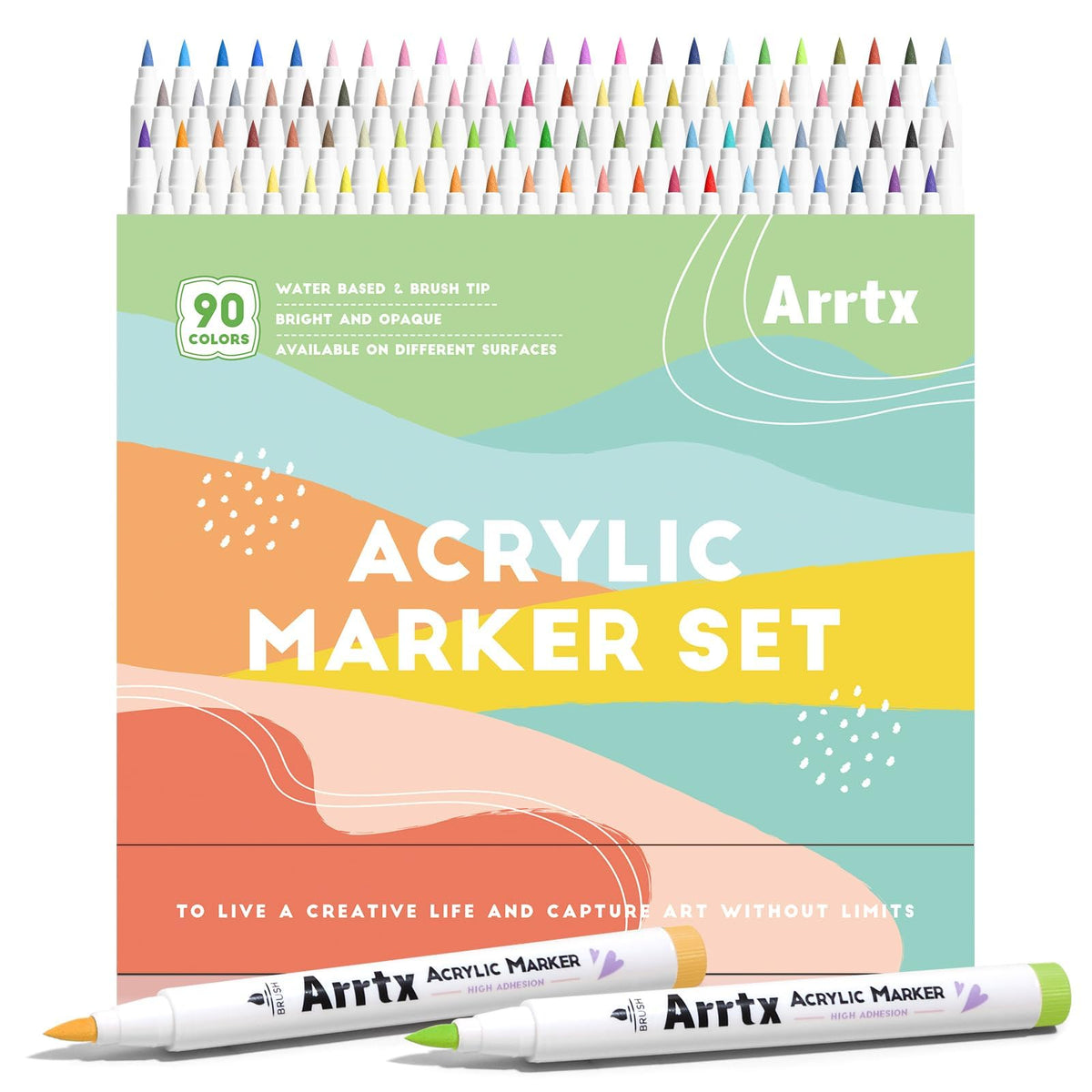 Arrtx 150 Colors Acrylic Paint Pens Paint Markers, Brush Tip Acrylic Pens for Coloring Books,Water-Based Waterproof,for Rock Painting,Stone,Ceramic DIY Art & Crafts