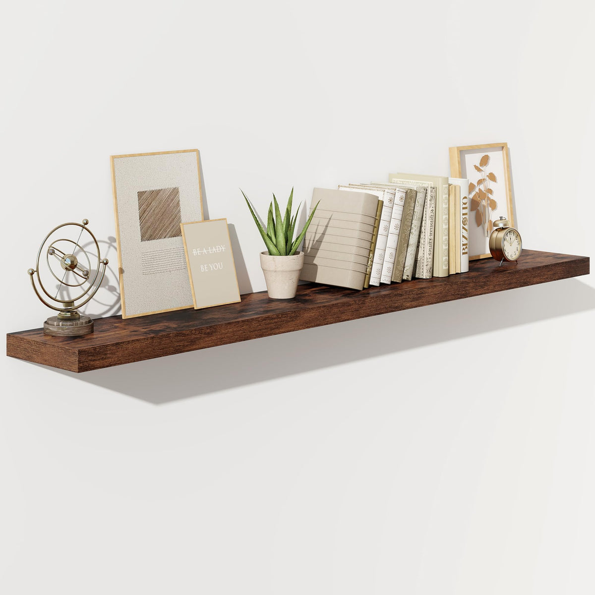 Fun Memories Floating Shelves - 2 Pack 12 Inch Rustic Wooden Wall Shelves - Extra Deeper & Thicker Wall Mounted Storage Shelf for Living Room, Kitchen, Farmhouse - 36" W x 12" D x 1.8" H - Brown