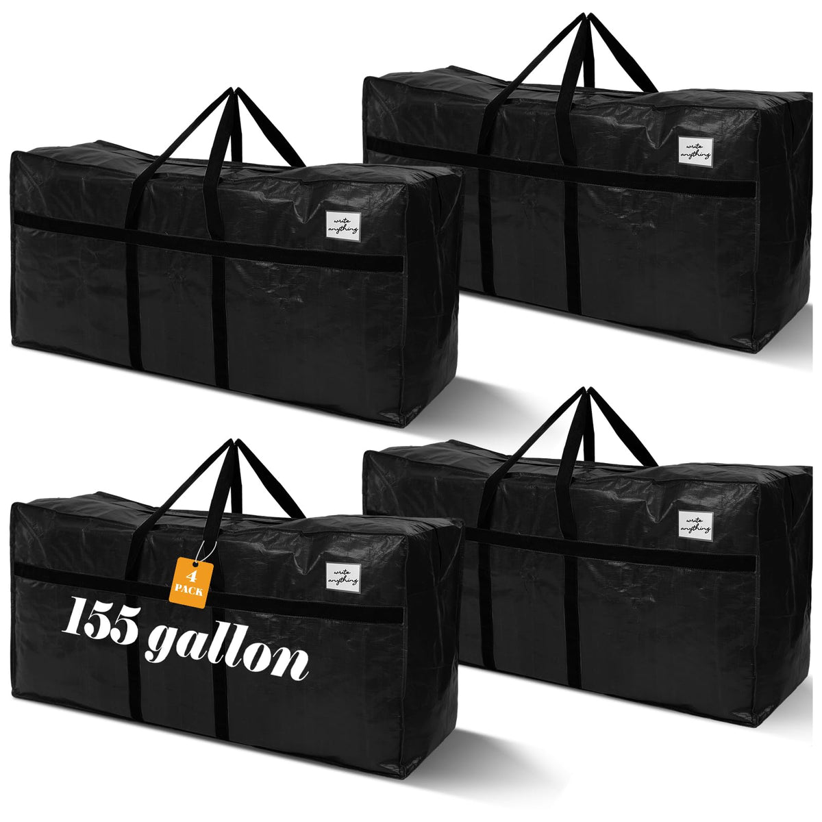 Windyun 4 Pcs 195 Gallon Extra Large Moving Bags XXL Heavy Duty Storage Bag