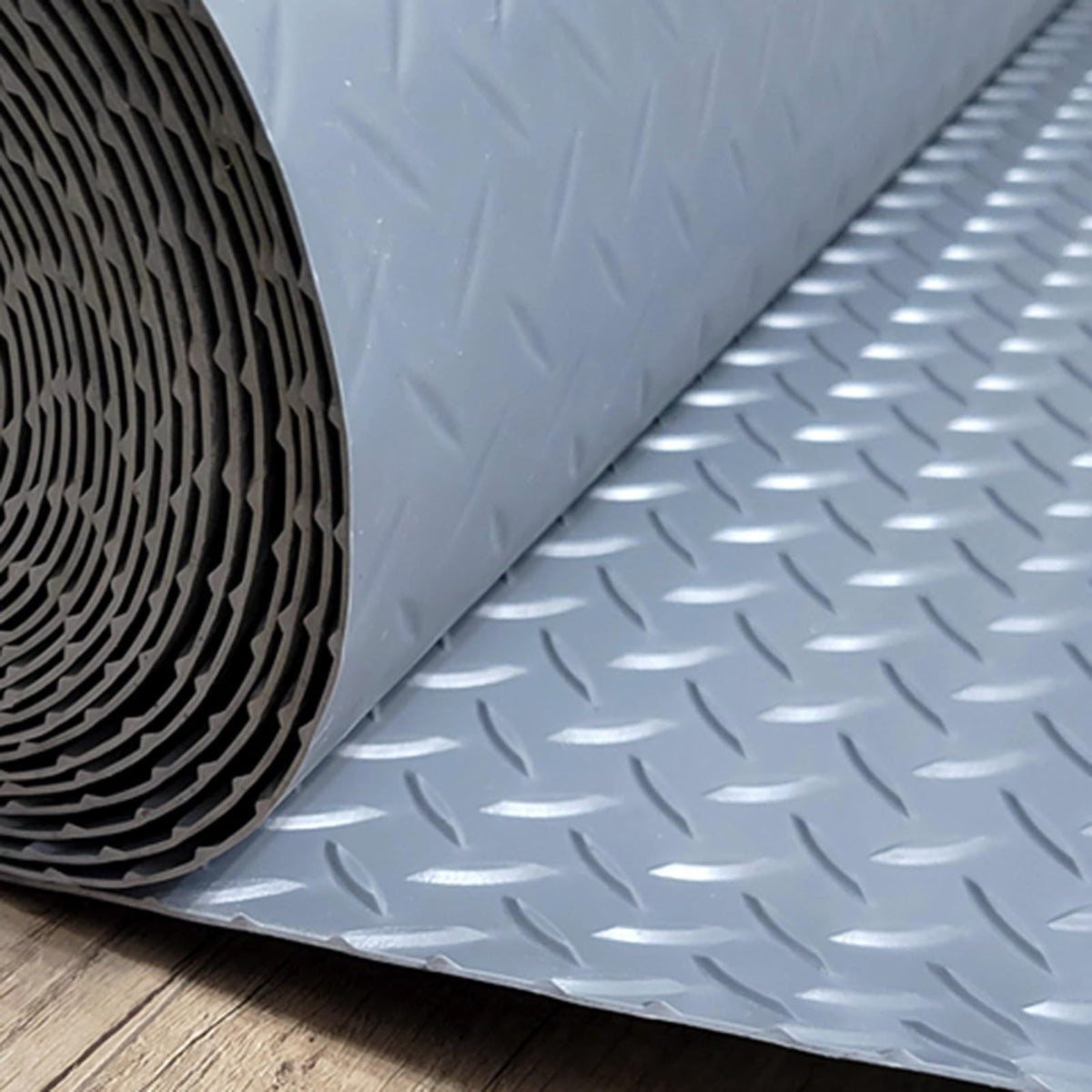 UrbanUp Garage Floor Mat Rubber Diamond Plate Garage Floor Mat, DIY Garage Flooring Roll Flexible, Gym/Camping/Ladder Mats(Gray,1.5x1m (4.9 x 3.3ft))