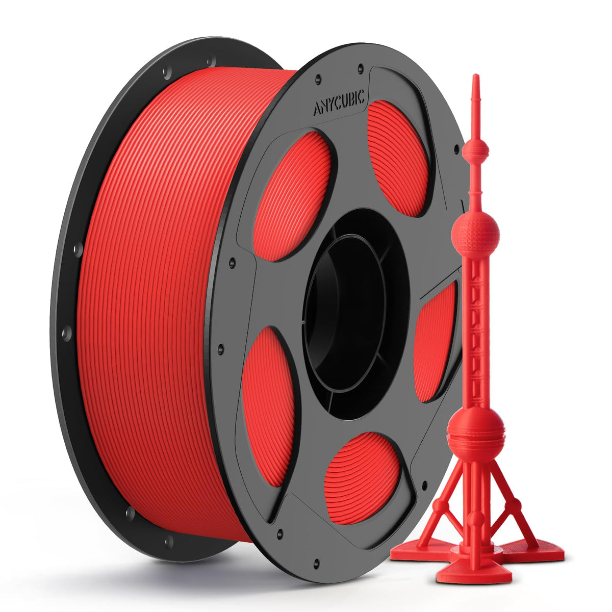 ANYCUBIC PLA Plus (PLA+), 3D Printer Filament 1.75mm Bundle, High Toughness, 1KG Spool, Black, White, Texture Grey, Pink, Red, Blue, Green, Orange, Yellow, Purple, 10KG in Total