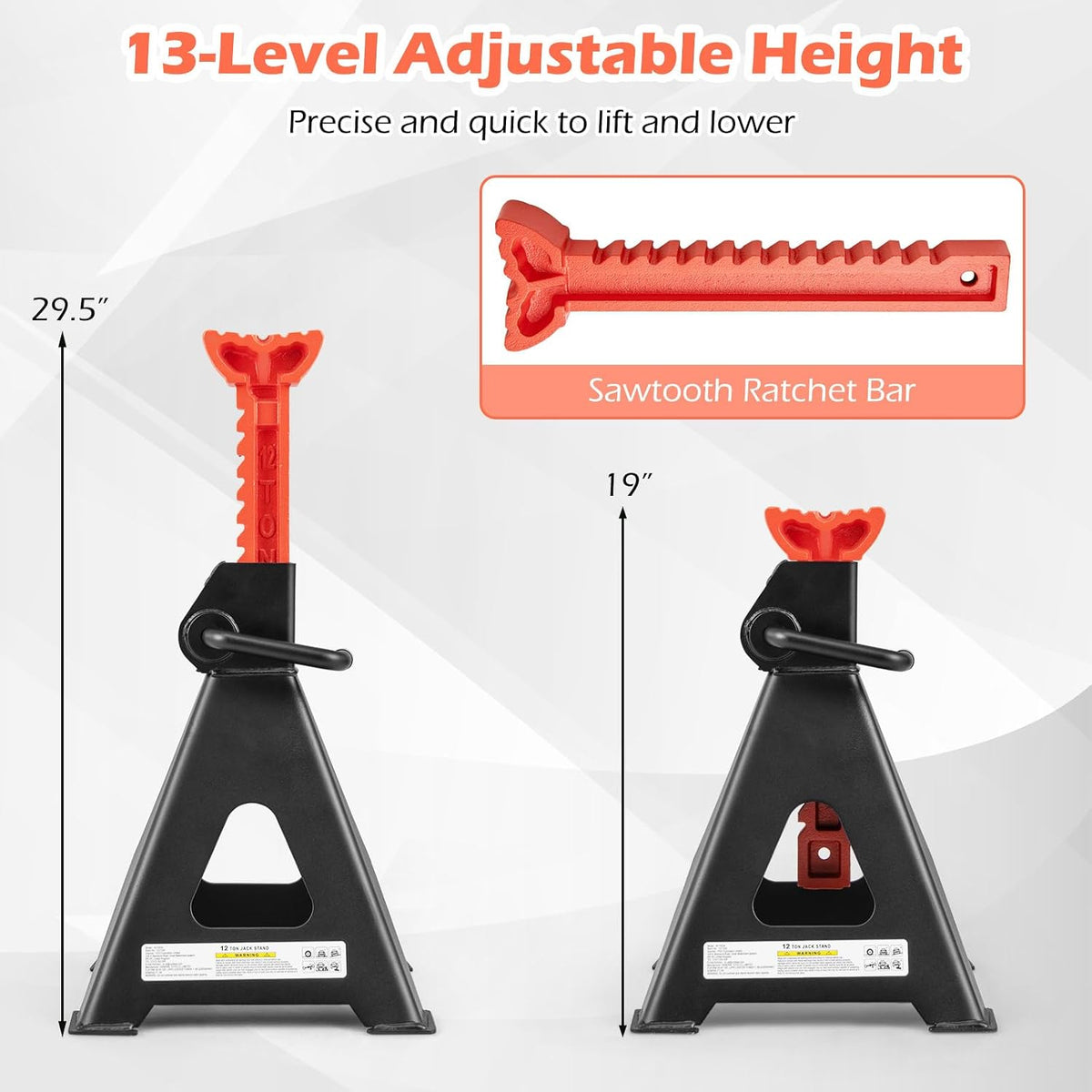 Goplus Jack Stands 12 Ton, 4 Pack 26,400 LBS Jack Stand with 19"-29.5" Adjustable Lifting Height, Handle Lock, Heavy-Duty Car Jack Stand for SUV, Sedan, Pickup, UTV