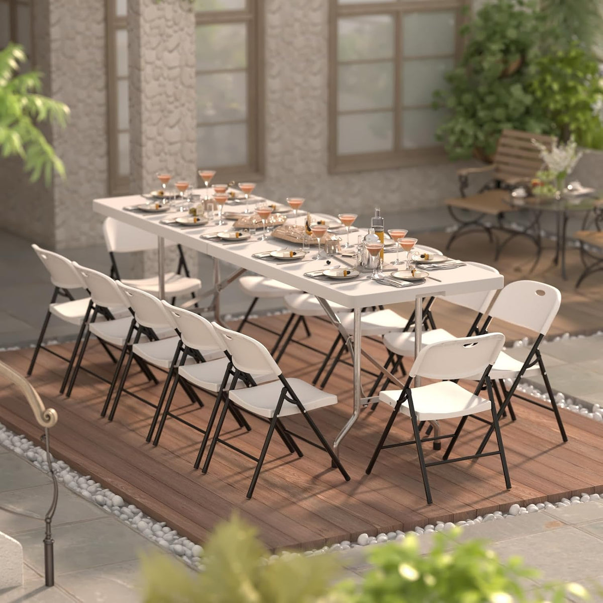 Nazhura 350 Weight Limit Heavy Duty Plastic Folding Chair with Reinforced Steel Frame for Indoor and Outdoor, Wedding, Party, Restaurant, Meeting Room, Patio and Garden