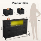 LED TV Stand for 55 Inch TV, 8 Drawers, Black