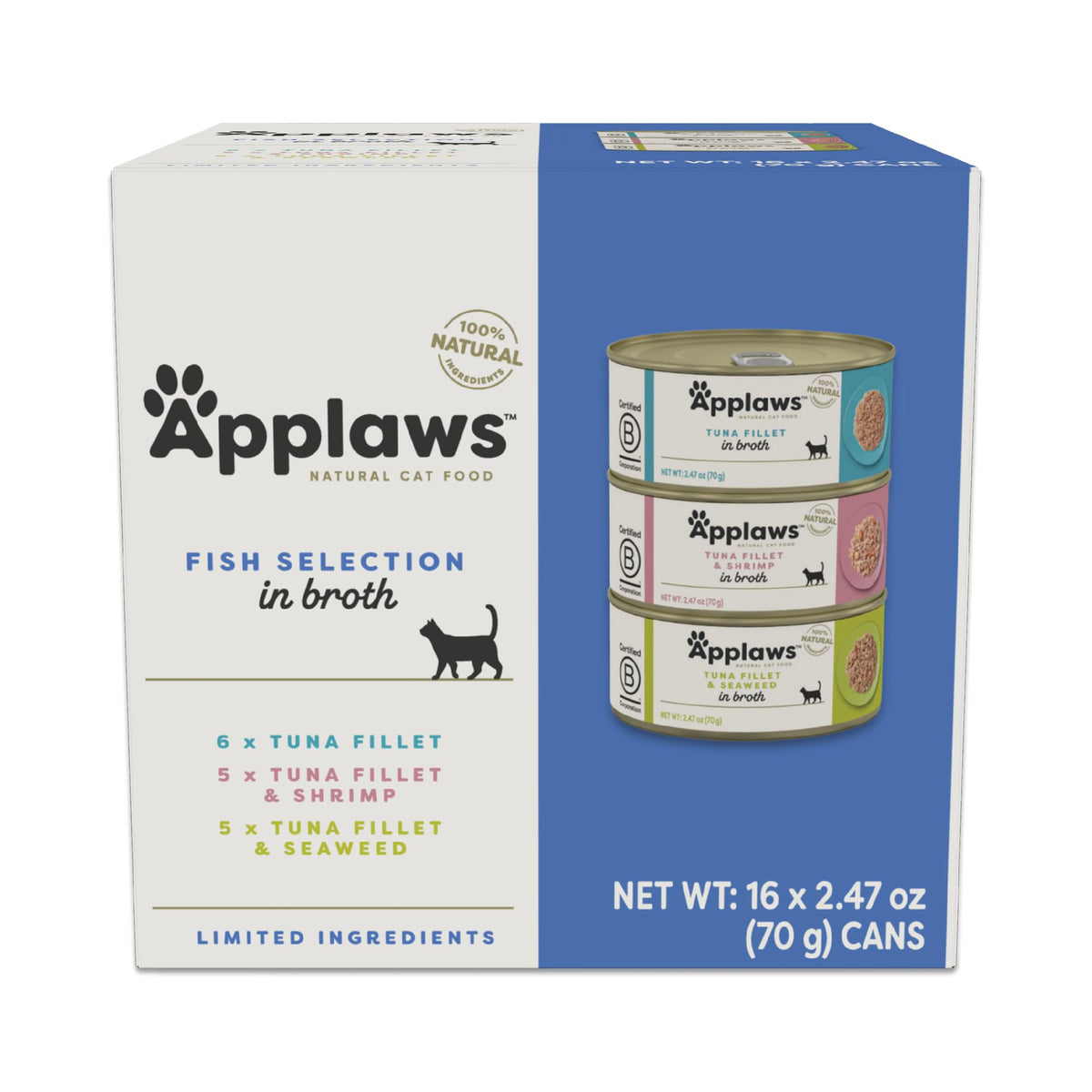 Applaws Fish Variety in Broth Wet Cat Food, 6-Flavor 36-Pack 2.47 oz Cans