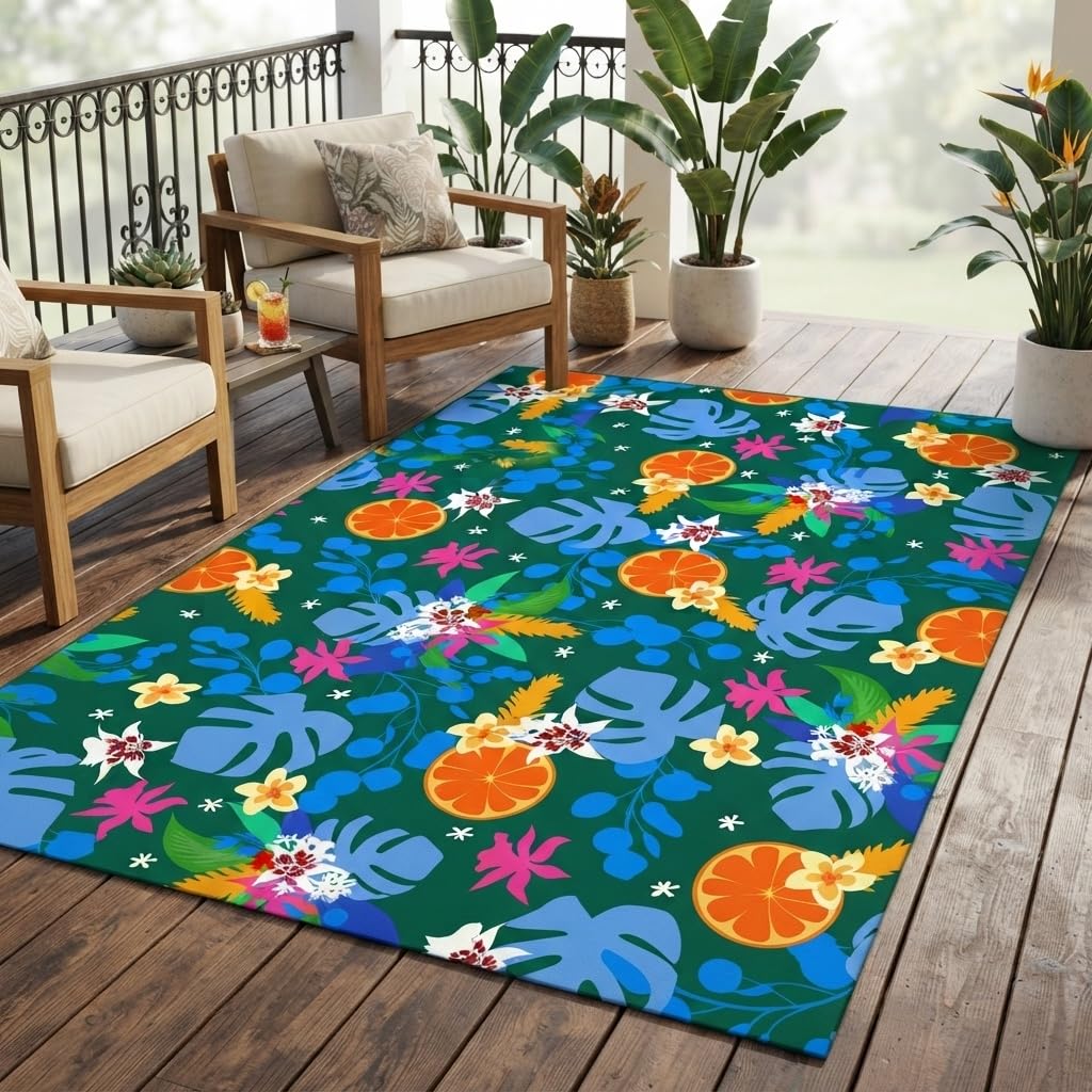 White Pink Beige Gentle Elegant Outdoor Floral Rugs 9x12 Contemporary Aesthetic Texture Thin Non Slip Durable Indoor Outside Carpets for Garden Backyard Balcony Patio Deck Veranda Deck Mats