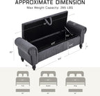 55" Corduroy Storage Ottoman Bench, Queen Bed, Grey